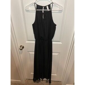 Xhilaration Womens Black High Low Halter Maxi Dress Keyhole Neck XS Goth LBD